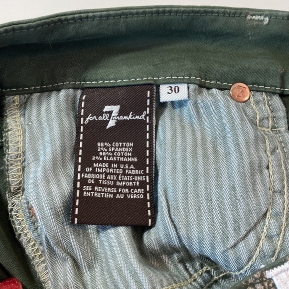 7 For All Mankind Green Gold Paisley Skinny Jeans Size 30 - Picture 6 of 10